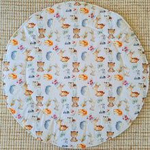 Load image into Gallery viewer, Watercolour Woodland Pals / Grey Minky dot Play mat