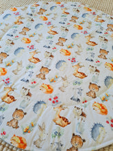 Load image into Gallery viewer, Watercolour Woodland Pals / Grey Minky dot Play mat