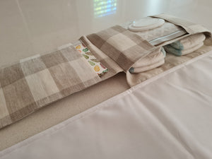 Natural Gingham linen Nappy change mat clutch (Pre Order - Dispatches in 10-12 days)