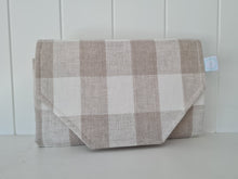 Load image into Gallery viewer, linen nappy change mat clutch, nappy wallet, nappy bag, change mat clutch