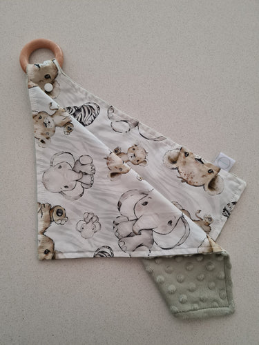 African Animals Minky Baby & Toddler Teether Blankie