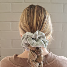 Load image into Gallery viewer, Mustard Polka dot scrunchie, Mustard Linen Gingham Scrunchie, Linen Scrunchie, Satin Scrunchie, Scrunchie, Mini Scrunchie, XL Scrunchie, Grey Linen Gingham Scrunchie, Sage Linen Gingham