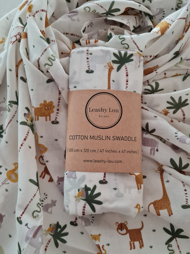 Baby Animals Cotton Muslin Swaddle