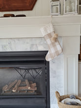 Load image into Gallery viewer, Beige Gingham Christmas Stocking