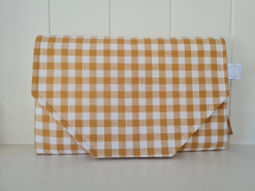 Mustard Gingham Nappy change mat clutch (Pre order - Dispatches in 12 days)