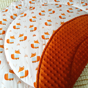 Autumn Fox / Burnt Orange Minky dot Play mat