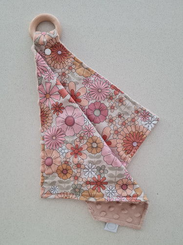 Retro Floral Minky Baby & Toddler Teether Blankie